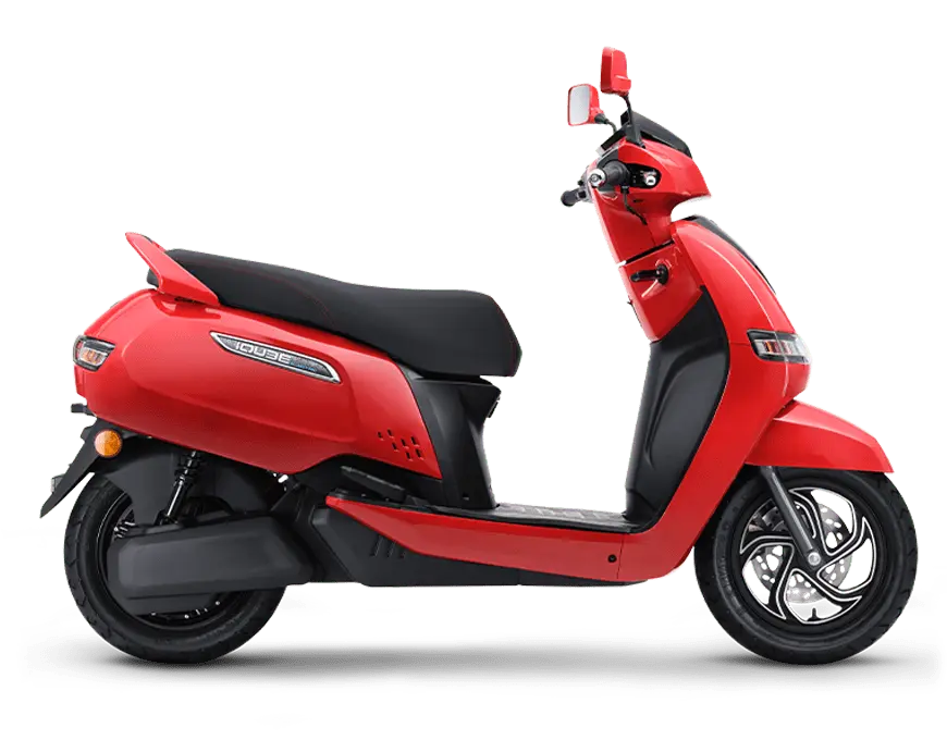 TVS iQube Electric Scooter Shinning Red Colour Right Side View